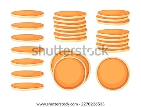 Set of pancakes isolated on white background