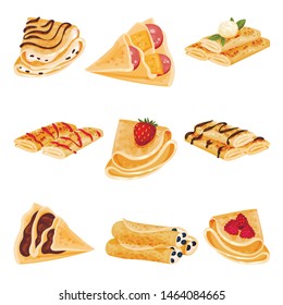 Set of pancakes. Vector illustration on white background.