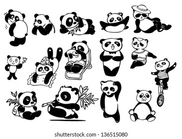 set of panda bears.eps10