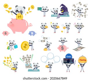 A set of Panda boy with concerning money and economy.It's vector art so it's easy to edit.