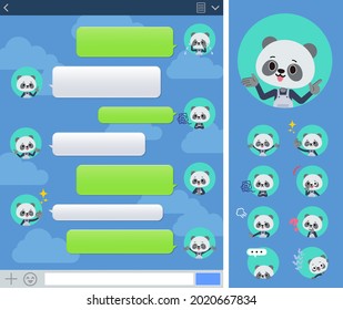 A set of Panda boy with expresses various emotions on the SNS window.It's vector art so it's easy to edit.