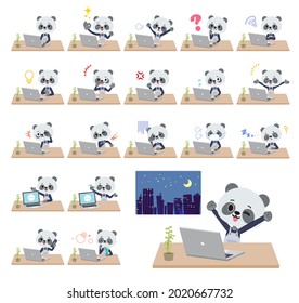 A set of Panda boy on desk work.It's vector art so it's easy to edit.