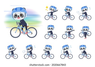 A set of Panda boy on a road bike.It's vector art so it's easy to edit.