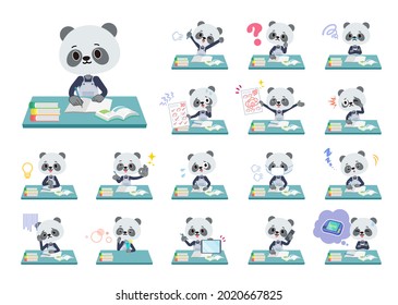 A set of Panda boy on study.It's vector art so it's easy to edit.