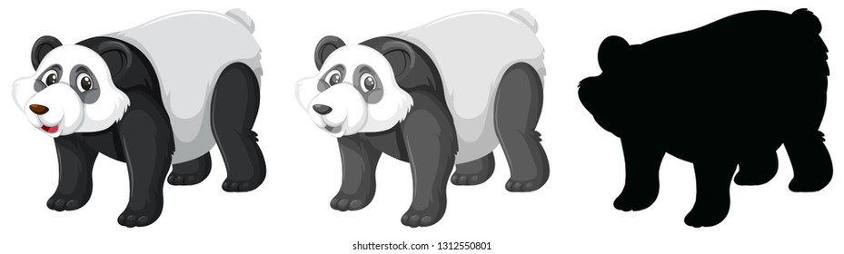 Set of panda character illustration