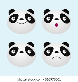 set of panda face, Cute animal Panda bear icon Vector Illustration isolated on white background