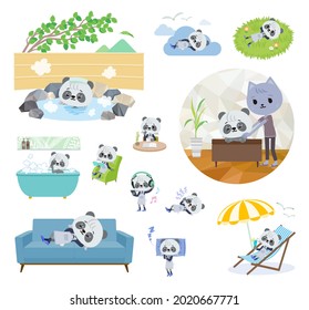 A set of Panda girl about relaxing.It's vector art so it's easy to edit.