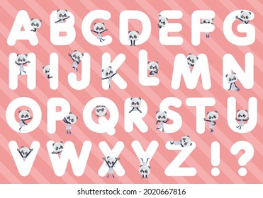 A set of Panda girl designed with alphabet.It's vector art so it's easy to edit.
