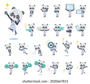 A set of Panda girl with digital equipment such as smartphones.It's vector art so it's easy to edit.