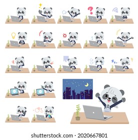 A set of Panda girl on desk work.It's vector art so it's easy to edit.