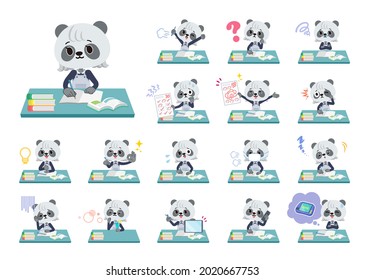 A set of Panda girl on study.It's vector art so it's easy to edit.