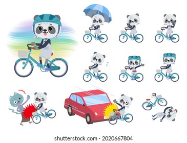 A set of Panda girl riding a city cycle.It's vector art so it's easy to edit.