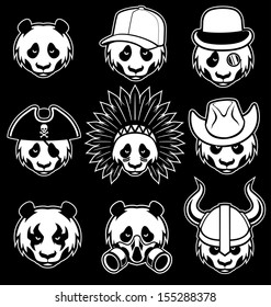 set of panda head