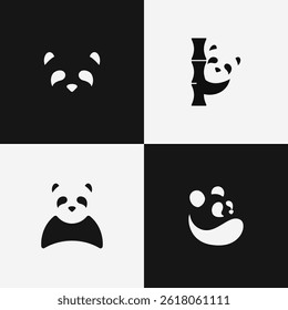 Set of Panda Logo Design Template. Modern Design. Panda Logo. Vector Illustration