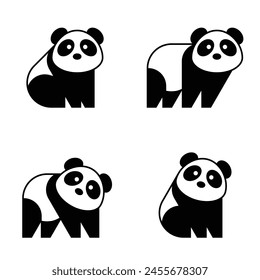 Conjunto de logo de Panda. Diseño de iconos. Elementos de Plantilla