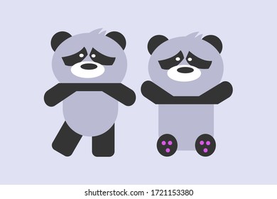 set of pandas vector design illustration