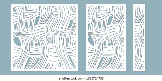 Set, panel for registration of the decorative surfaces. Abstract lines panels. Vector illustration of a laser cutting. Plotter cutting and screen printing.