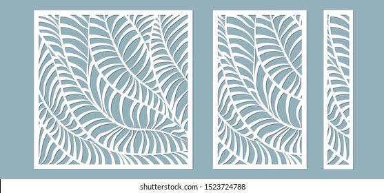 Set, panel for registration of the decorative surfaces. Abstract lines panels. Vector illustration of a laser cutting. Plotter cutting and screen printing.