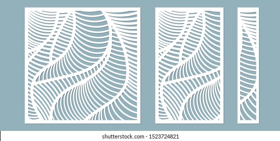 Set, panel for registration of the decorative surfaces. Abstract lines panels. Vector illustration of a laser cutting. Plotter cutting and screen printing.