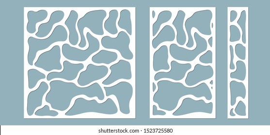 Set, panel for registration of the decorative surfaces. Abstract wall of stones. Vector illustration of a laser cutting. Plotter cutting and screen printing.