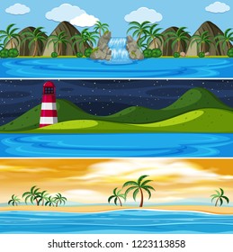 Set of panorama landscape illustration