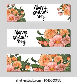 Set of Pansy flowers. Stock vector. Isolated white background. A set of cards for the holiday mother s day .