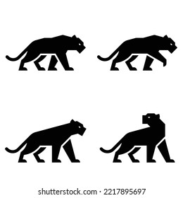 Set aus Panther, Panther Logo. Symboldesign. Vorlagenelemente