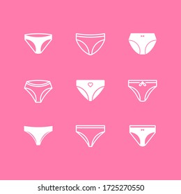 Set of Panties icon flat design. Womans underwear symbol isolated. Vector illustration