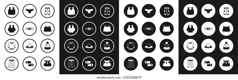 Set Pants, Belt, Undershirt, Skirt, Men underpants, Winter hat and Sweater icon. Vector