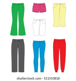 set of pants for girls on white background