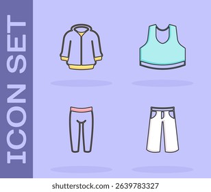 Set Pants, Hoodie, Leggings and Undershirt icon. Vector