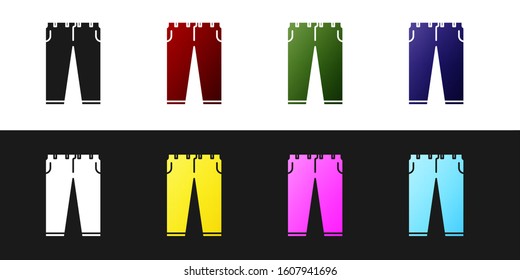 Set Pants icon isolated on black and white background.  Vector Illustration