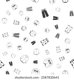 Set Pants, Sweater,  and Hoodie on seamless pattern. Vector