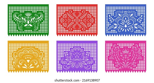 Set Of Papel Picado Banners. Mexican Garlands, Fiesta Party Supplies, Party Decorations, Destination Wedding Decor.