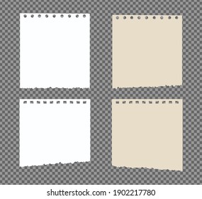 Set of paper A4 with curled corner on transparent background with shadows, realistic paper page mock up.