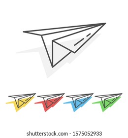 Set Paper airplane icons. Vector illustration.