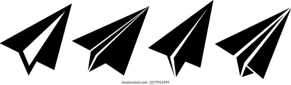 Set of paper airplane line flat icon symbol sign. Send icon isolated on white. Vector illustration template design