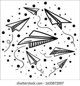 Set of paper airplane symbol vector sign isolated on white background.