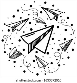 Set of paper airplane symbol vector sign isolated on white background.