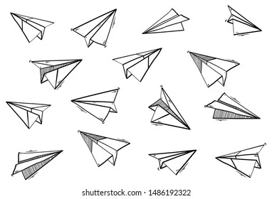 Set of Paper airplanes , vector illustration