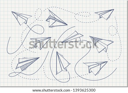 Set of Paper airplanes , vector illustration