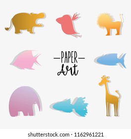 Set of paper art icons