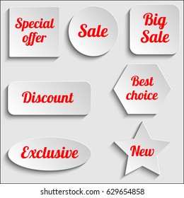 Set of paper badges or stickers with Sale theme