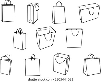 Set of paper bag outline