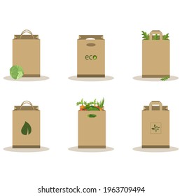 Set of paper bags. Eco-friendly packaging.