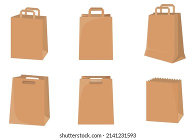 Set Paper Bags Foodvector Illustration Paper Stock Vector (Royalty Free ...