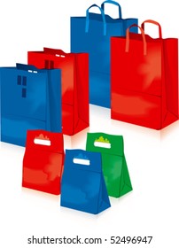 set of paper bags for shopping in vector
