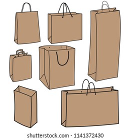 Set of paper bags. Vector paper bags on white background.