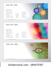 Set of paper banners with abstract background