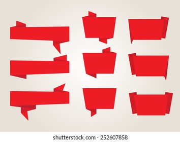 Set of paper banners.Red banner vector illustration.